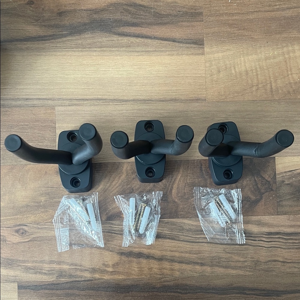 Set of Three Black Guitar/Ukulele Holder or Wall Hooks(Ukulele not included)